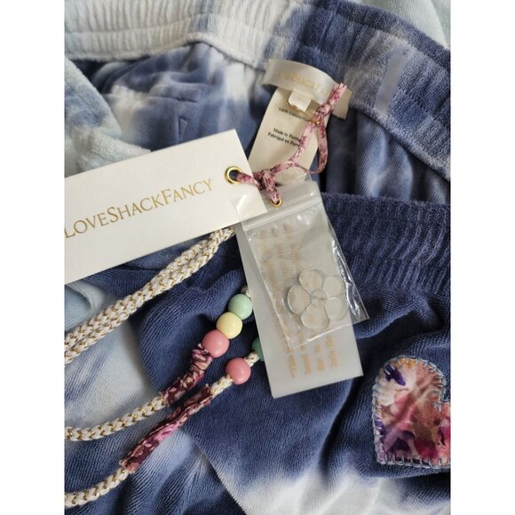 Loveshackfancy NWT Blue Jogger Pants Large Santinella Blue Terry Stripe New - Picture 5 of 6